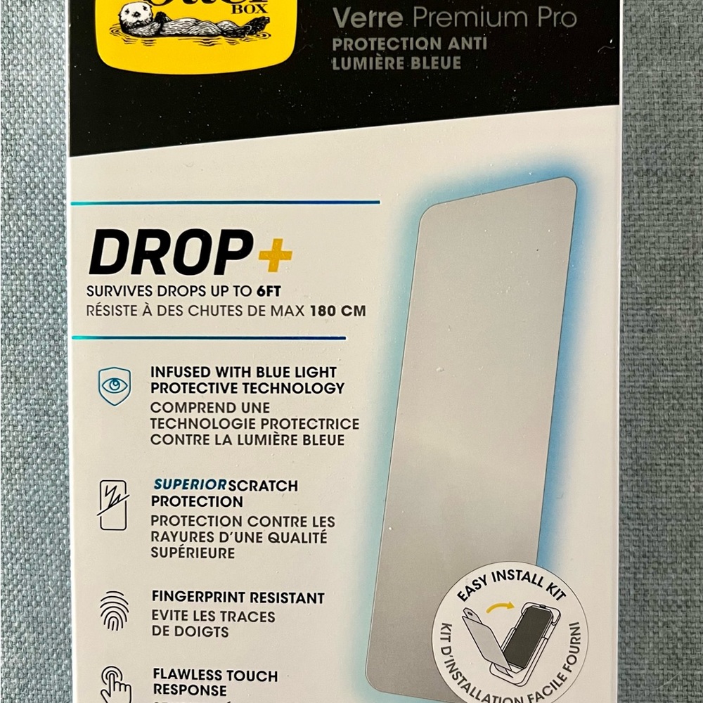 NEW OtterBox iPhone 15 Pro Premium Pro Glass BLUE LIGHT GUARD Drop Protection